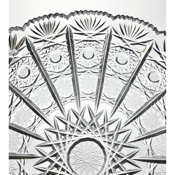 1960s Vintage American Brilliant Period ABP Cut Crystal Glass Tray Platter 11.5” - Picture 3 of 7